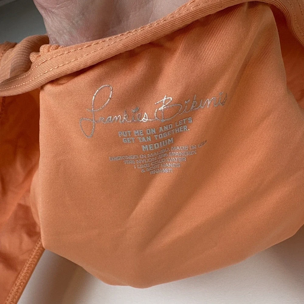 Frankie's Bikinis Orange Ribbed One Piece Swimsuit  Size M Cheeky‎ High Cut